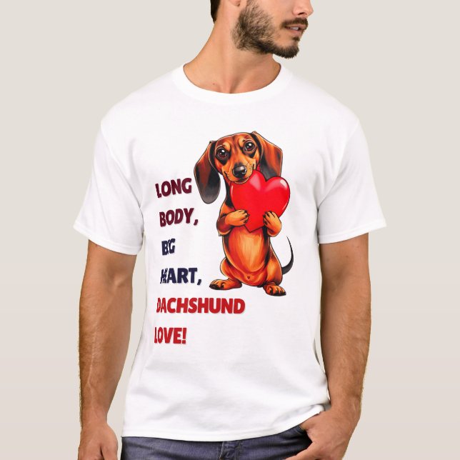 Cute Dachshund Valentines day Heart Älskare Hund M T Shirt (Framsida)