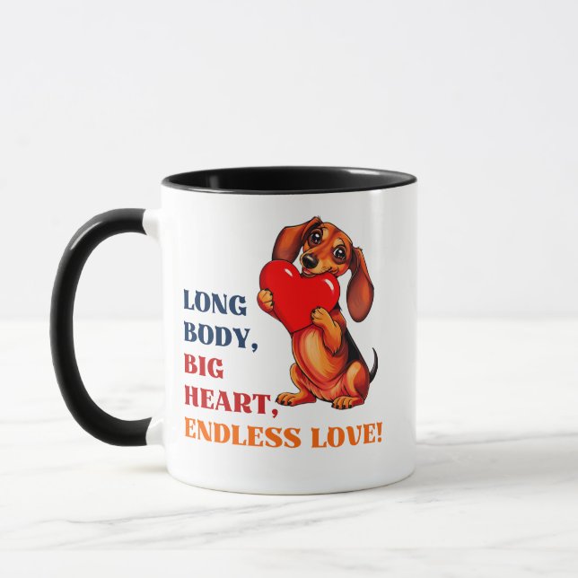 Cute Dachshund Valentines day Heart Älskare Hund Mugg (Vänster)