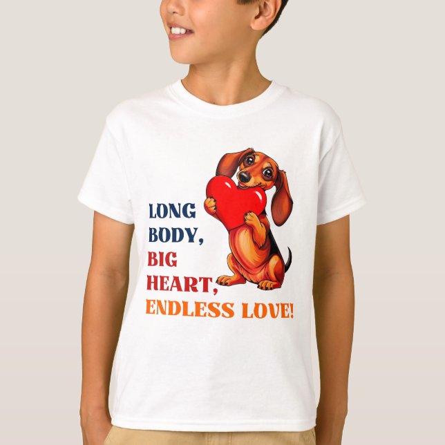 Cute Dachshund Valentines day Heart Älskare Hund T Shirt (Framsida)