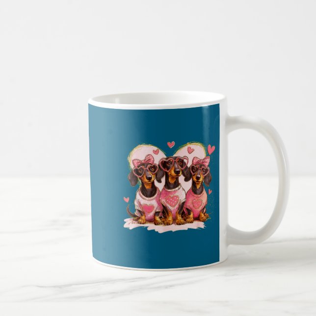 Cute Dachshund Valentines Heart Dog Lover Men Wome Kaffemugg (Höger)