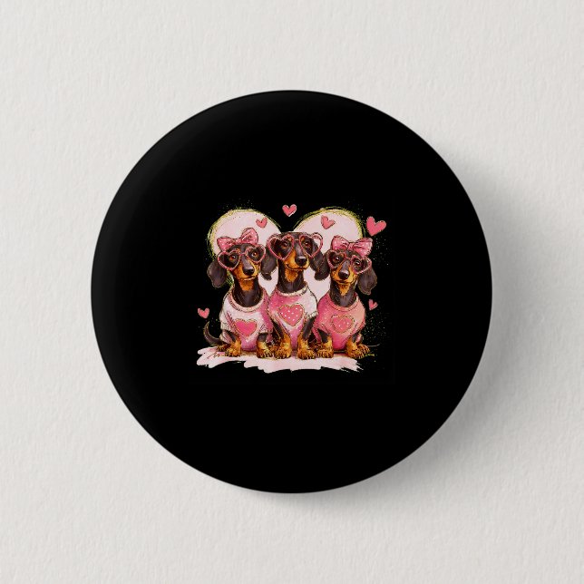 Cute Dachshund Valentines Heart Dog Lover Men Wome Knapp (Framsida)