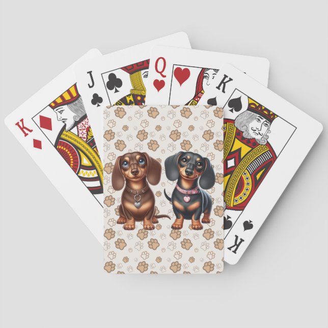 Cute Dachshund-vänner Casinokort (Baksidan)
