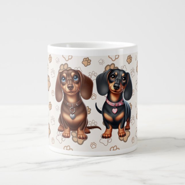 Cute Dachshund-vänner Jumbo Mugg (Framsidan)