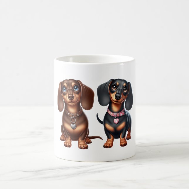 Cute Dachshund-vänner Kaffemugg (Center)