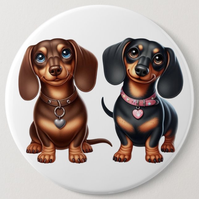 Cute Dachshund-vänner Knapp (Framsida)