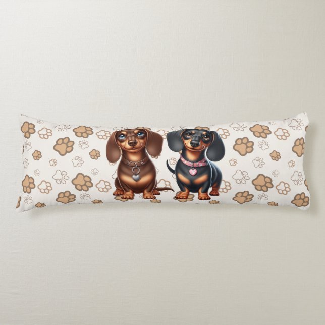Cute Dachshund-vänner Kroppskudde (Framsidan)