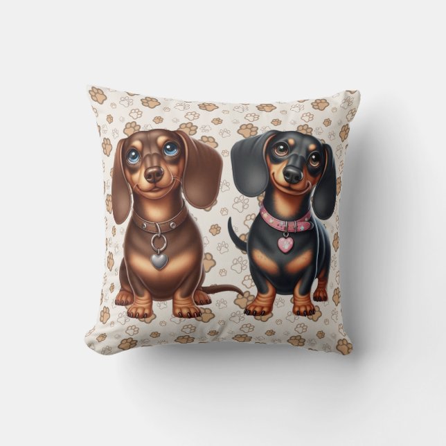 Cute Dachshund-vänner Kudde (Framsida)