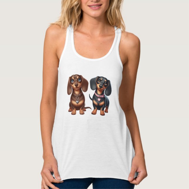Cute Dachshund-vänner Linne Med Racerback (Framsida)