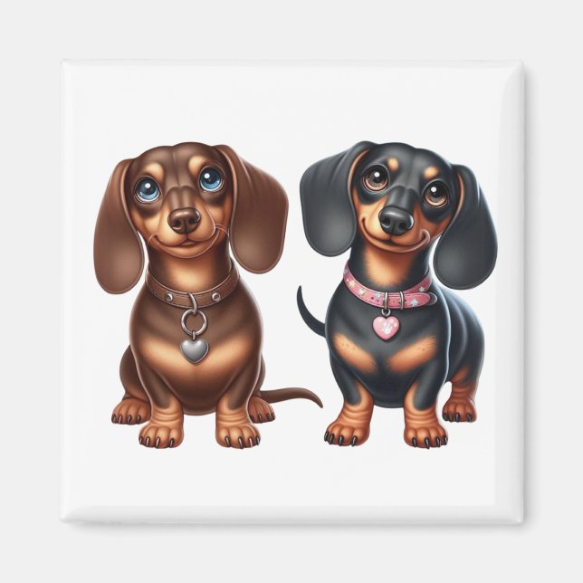 Cute Dachshund-vänner Magnet (Framsidan)