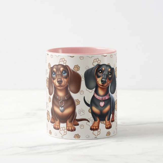 Cute Dachshund-vänner Mugg (Center)