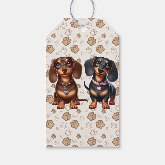 Cute Dachshund-vänner Presentetikett (Framsidan)