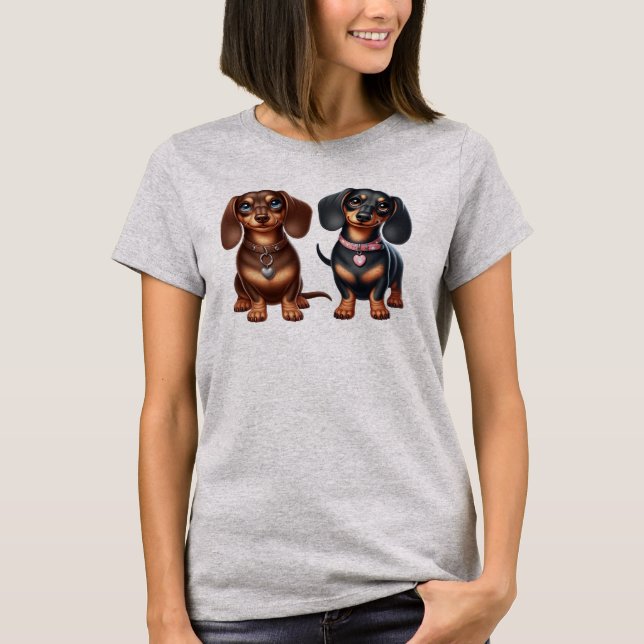 Cute Dachshund-vänner T Shirt (Framsida)