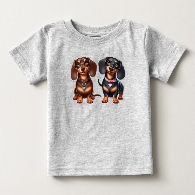 Cute Dachshund-vänner T Shirt (Framsida)