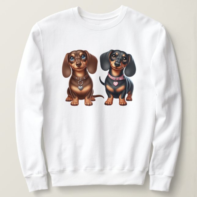 Cute Dachshund-vänner T Shirt (Design framsida)
