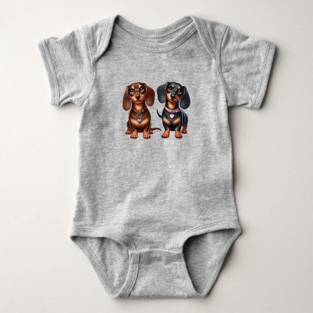 Cute Dachshund-vänner T Shirt (Framsida)
