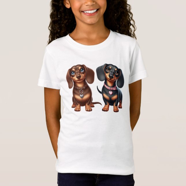 Cute Dachshund-vänner T Shirt (Framsida)