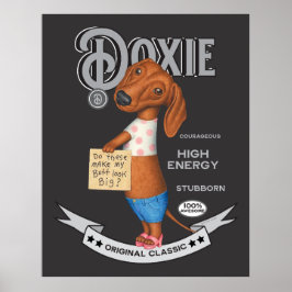 Cute Dachshund Wearing top Kort and Högklackars Poster