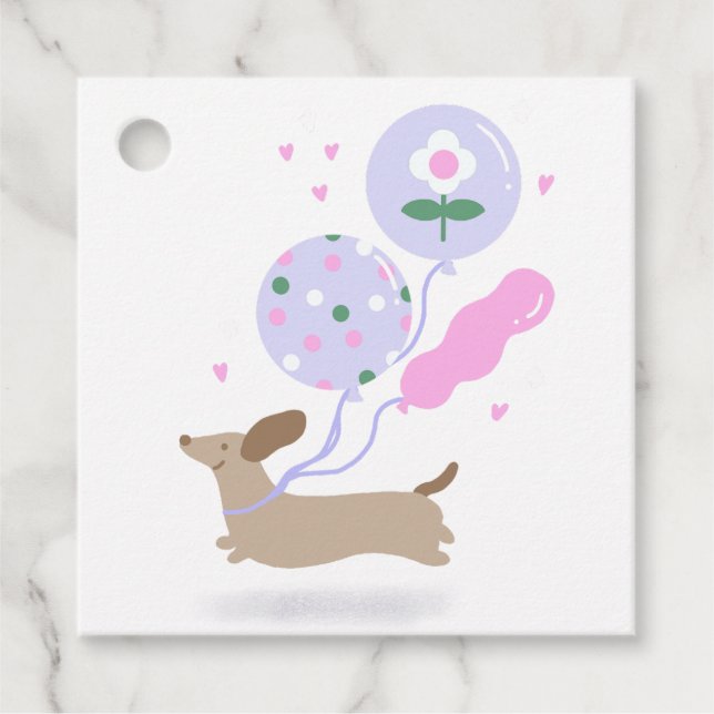 Cute Dachshund Weiner Hund älskare Party Rosa Gåvor Etiketter (Framsida)