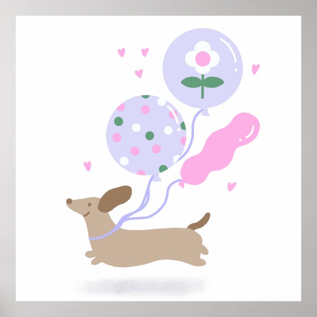 Cute Dachshund Weiner Hund älskare Party Rosa Poster (Framsidan)