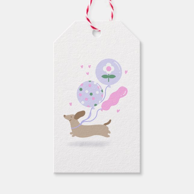 Cute Dachshund Weiner Hund älskare Party Rosa Presentetikett (Framsidan)