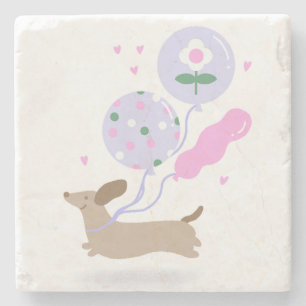 Cute Dachshund Weiner Hund älskare Party Rosa Stenunderlägg