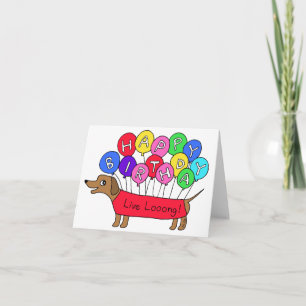 Cute Dachshund Weiner Hund med Balloon Birthday Kort