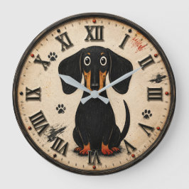 Cute Dachshund Wiener Funny Sausage Dog Rustic Pet Stor Klocka