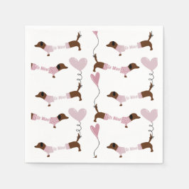 Cute Dachshund Wiener Hund BE Mine Valentiness Pappersservett