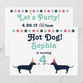 Cute Dachshund Wiener Hund Birthday-inbjudan. Inbjudningar