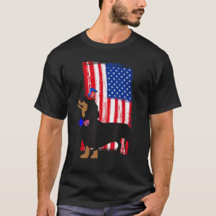 Cute Dachshund Wiener Hund Firande Doxie Flagga T Shirt