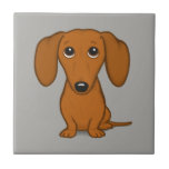 Cute Dachshund| Wiener-Hund för Tecknad Kakelplatta<br><div class="desc">Röddoxid,  korthed</div>