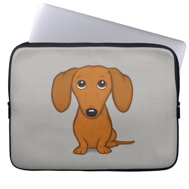 Cute Dachshund| Wiener-Hund för Tecknad Laptop Fodral (Framsidan)