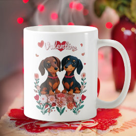 Cute Dachshunds Doxie Kärlek Hearts Alla hjärtans  Kaffemugg