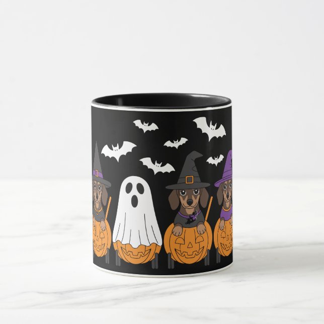 Cute Dachshunds Halloween Party Mugg (Center)