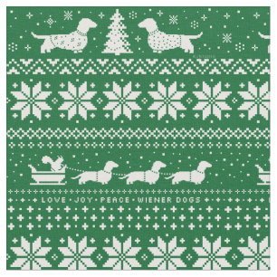 Cute Dachshunds-jul, Grönten Helgdag Mönster Tyg