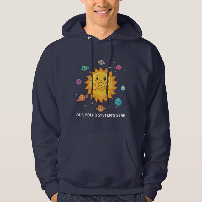 Cute Dad Solar System Star Space Cartoon Hoodie (Framsida)