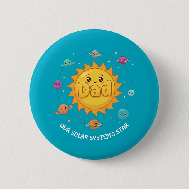 Cute Dad Solar System Star Space Cartoon Knapp (Framsida)