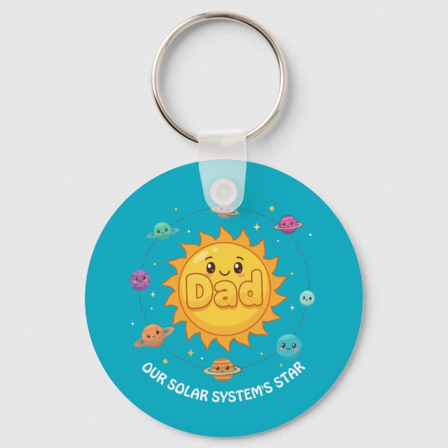 Cute Dad Solar System Star Space Cartoon Nyckelring (Framsida)