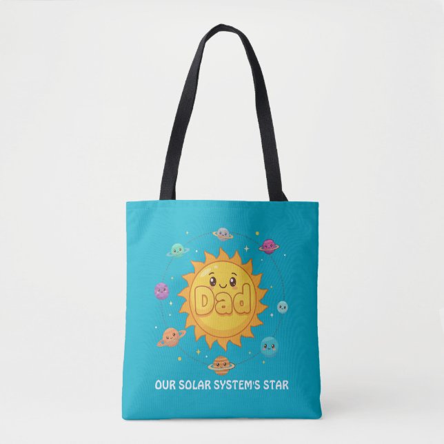 Cute Dad Solar System Star Space Cartoon Tygkasse (Framsida)