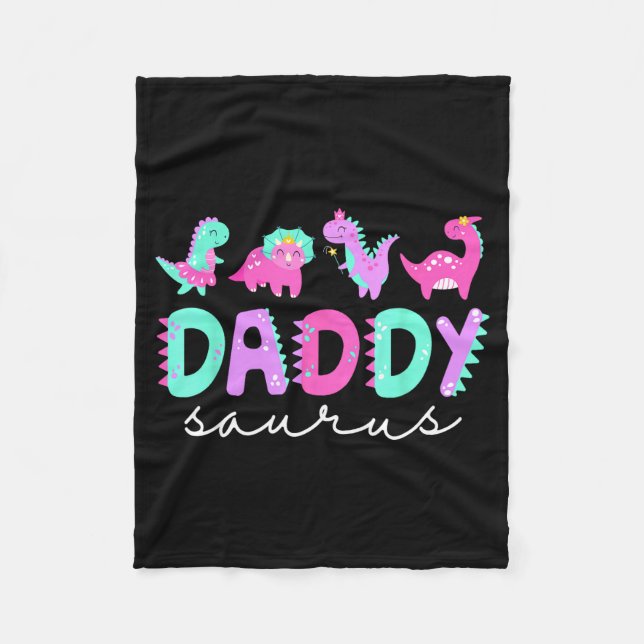 Cute Daddy Saurus Dad Dinosaur Birthday Boy Girl F Fleecefilt (Framsidan)