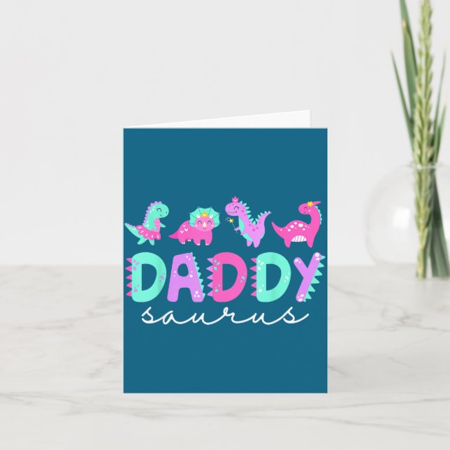 Cute Daddy Saurus Dad Dinosaur Birthday Boy Girl F Kort (Framsida)