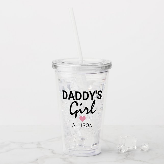 Cute Daddys Girl Rosa Heart Personlig Kids Take Away Mugg (Framsida Ice)