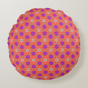 Cute Daffodils and Diamonds on Peach Round Pillow Rund Kudde
