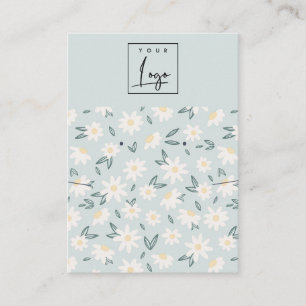 Cute Daisy Blommigt Aqua Blue Logotyp Earring Neck Visitkort