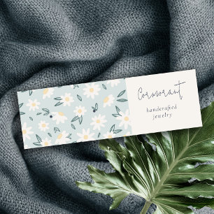 Cute Daisy Blommigt Aqua Blue Script Earring Holde Mini Visitkort