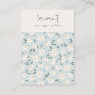 Cute Daisy Blommigt Aqua Blue Script Earring Holde Visitkort