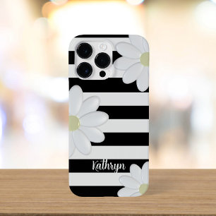 Cute Daisy Blommigt Black and White Rand