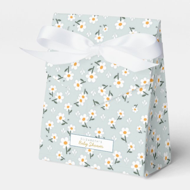 Cute Daisy Blue Wildblomma Birthday / Baby Shower Presentaskar (Framsidan Sidan)