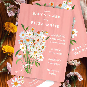 Cute Daisy Bouquet Handmålad Anpassningsbar Babykl Inbjudningar