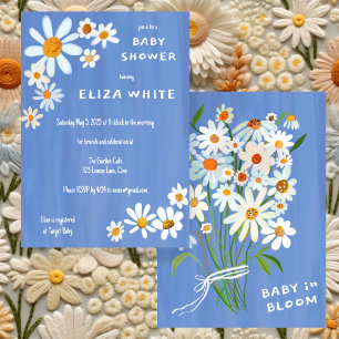 Cute Daisy Bouquet Handmålad Anpassningsbar Babykl Inbjudningar